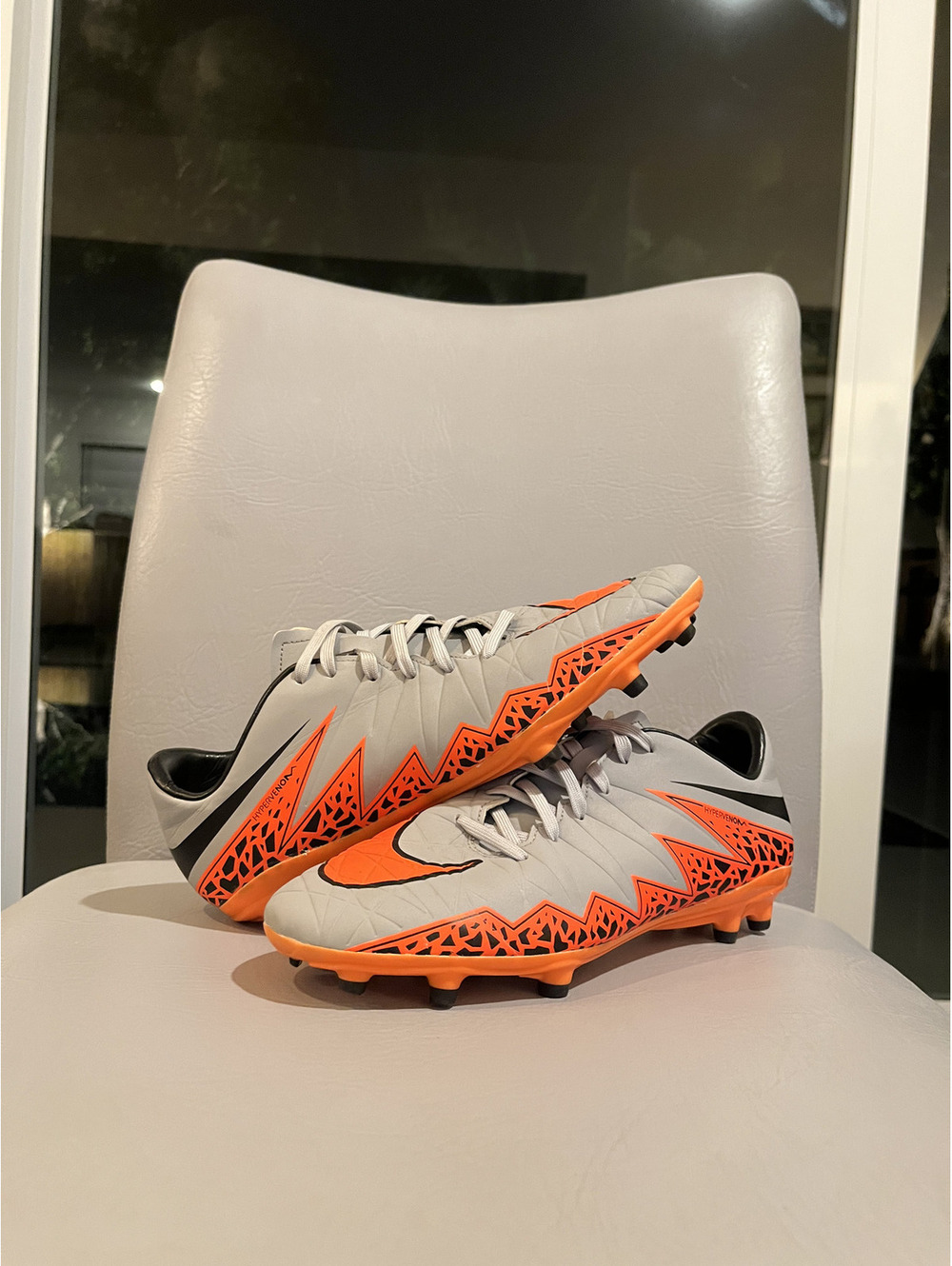 nike hypervenom phatal 2 grey/orange Soccer Cleats US Size 8.5
